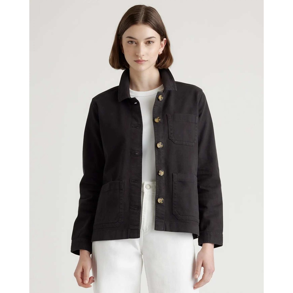 Quince Organic Cotton Comfort Stretch Chore Jacket Black Medium NWT